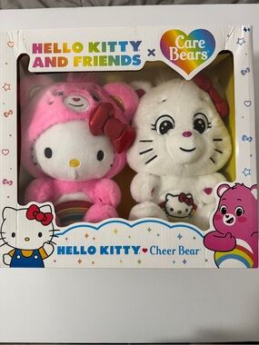Hello Kitty x Care Bears Plush Duo - Pink & White